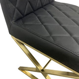 2X Dining Chair Stainless Gold Frame & Seat Black PU Leather V43-DC-DSY