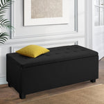 Artiss Storage Ottoman Blanket Box 97cm Linen Black OTM-L2-LINEN-BLACK