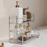 304 Stainless Steel Two Layers Tabletop Storage Rack Kitchen Spice Rack Bathroom Cosmetics Mouthwash V1161-101203