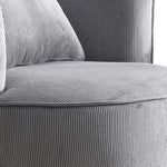 Miami Arm Chair Grey Fabric Upholstery Stripe Design Wooden Structure Rotating Metal Chassis V43-AC-MAMI