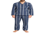 Mens Flannelette Pyjama Set Sleepwear Soft 100% Cotton PJs - Blue Check - 4XL V563-JSPJ4-24-49-4XL