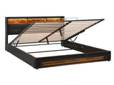 Artiss Queen Bed Frame with Gas Lift Storage LED Lights Charging Station Headboard with Open Shelf BFRAME-I-POLA-Q-BK-ABC