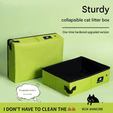 Travel Friendly Pet Toilet Kit - Green Portable Cat Litter Box and White Scoop Set - Foldable Oxford V888-ELOSUNG53569