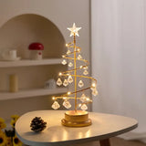 Warm Light Iron Art Crystal Christmas Tree Lamp, Battery Powered, Perfect for a Cozy Holiday V1232-ZSD-001