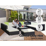 Gardeon 13-Piece Outdoor Sofa Set Wicker Couch Lounge Setting Cover FF-SOFA-BK-13PC-ABDEE