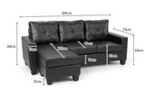 Sarantino Corner Sofa Lounge Couch with Chaise - Black SFA-ASA-JOM-BK