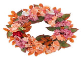 Artificial Fall Wreath with Hydrangea and Roses Front Door Floral Wreath for Thanksgiving, Porch, V1369-AZ3-W-11205