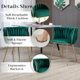 SERENIT Emerald Green Modern Hand Weaving Dining Chairs,Velvet Upholstered Side Chairs with Gold V255-GP1800-DC-EMGREEN