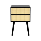 Sarantino Ivan Bedside Table Night Stand - Black Natural TBL-707-5TZ-BKN