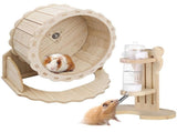 2PCS Hamster Wheel Set, Includes Silent Exercise Wheel and Adjustable Water Dispenser Stand, Hamster V1369-AZ3-W-08651