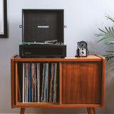 Crosley Voyager Bluetooth Portable Turntable Crosley Asheville Stand Bundle - Black V398-CR8017BMS-BK4