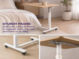 EQUIPMED Overbed Table with Gas Lift, 15kg Load, Steel Frame, 78-107cm Adjustable Height, Lockable V219-ALFOBTEQ84WA