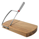 Wooden Cheese Slicer, Cheese Cutter Board with Stainless Steel Blade for Block Cheese, Vegetables, V1192-AZ-W-2809