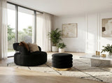 Interior Ave - Roma Round Velvet Ottoman / Footstool Black V355-IA-OTT-ROM-BLK