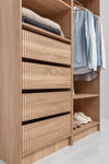 MALMO THREE SHELF/FOUR DRAWER WALK IN WARDROBE - FLUTED - NATURAL OAK V164-ECW4SFB