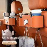BeigeMultifunctional Car Seat Back Organizer - Nappa Leather Tissue Box Holder with Cup V888-ELOSUNG56213-4