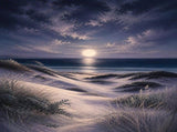 Moonlit Dunes Floating Frame Canvas Wall Art - Portrait - 60W x 80H cm - White V767-PP-MD-6080-FW