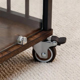 Anti-Bite Glass Indoor Dog Cage - Modern Furniture Style Dog Kennel End Table with Lockable Wheels V767-P-XGB-12M