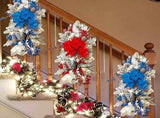 Christmas Swag Wreath 2024,Cordless Stairway Trim,Hanging Stair Teardrop Swag Garlands,Christmas V1192-AZ-W-10069