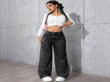 Pink Size 3XL Plus Size Loose Straight Jeans V1221-XM-LB6642-GM177