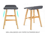 4X Wooden Bar Stool Dining Chair Fabric SOPHIA 74cm GREY V274-FT-WBSFAB-84GY4
