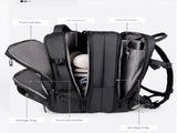 Black Expandable Business Travel Backpack with USB Charging Port - Water-Resistant Laptop Bag for V888-ELOSUNG32801