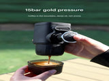 Black Portable Hand Press Espresso Machine - Compatible with Espresso Capsules and Ground Coffee for V888-ELOSUNG34441