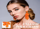 Long Acrylic Rose Petal Dangle Exaggerated Flower Drop Statement Floral Tassel V1366-AZ2-W-13273