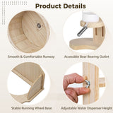2PCS Hamster Wheel Set, Includes Silent Exercise Wheel and Adjustable Water Dispenser Stand, Hamster V1369-AZ3-W-08651