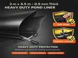 Heavy Duty 0.5mm HDPE Pond Liner Waterproof Sheet 4.5m x 3m for Garden & Fish Ponds V324-PDLINER45X3