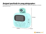 Kids Rechargeable Instant Print Camera Blue - Digital Thermal Photo Video MP3 V238-SUPDZ-40832487194704