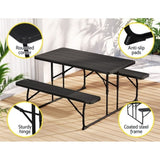 Gardeon 3 PCS Outdoor Furniture Dining Set Lounge Setting Patio HDPE Bench ODF-3PCS-BST-J-BK