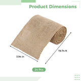 24PCS Ribbon Set, 3.9" x 78.7ft Natural Jute Bow Ribbon Ties, Burlap Chair Sashes for Crafts, Rustic V1369-AZ3-W-08843
