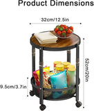 Folding Rolling Side Table Wheels, 3-Tier Round Storage Cart, Space-Saving Portable End Table V1107-CS-UAZGGZ21