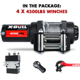 X-BULL 4500lbs Electric Winch 12V Steel Wire Cable 12V Boat ATV UTV Trailer Winch 4 Units V211-AUEB-AXEW017-4