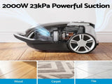 DEVANTI Bagged Vacuum Cleaner Powerful Suction for Carpet Wood Tile Floor VAC-KB-2108-BK