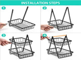 Storage Basket Iron Wood 2 Layers Detachable Fruit Vegetable Shelf Rack for Living Room Kitchen V1294-YM0716-3117220184712