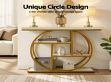 Artiss Console Table Marble Effect 4-Tier Shelves 105CM White&Gold FUR-V-CST-01-MBWH