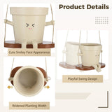 2PCS Swing Hanging Planter Set with Textile Rope, 5.5" x 4.7" x 4.5" Cartoon Appearance V1369-AZ3-W-08780