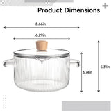 2 Pcs Borosilicate Glass Simmer Pot, 60 oz / 1800 ml, with Wooden Lid, Heat-Resistant Cooking Pot, V1370-AZ4-15831