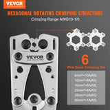 Battery Cable Lug Crimping Tool, 10-1/0AWG Terminal Battery Lug Crimper, with 60PCS V952-DLYJQTLDL1010SBO2V0
