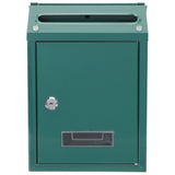 Green Locking Wall-Mounted Mailbox with Iron Post, Outdoor Home Decor and Secure Mail Storage V1369-AZ3-W-09026