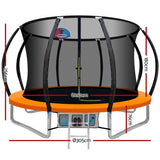 Everfit 10FT Trampoline for Kids w/ Ladder Enclosure Safety Net Rebounder Orange TRAMPO-C-C10-OR-AB