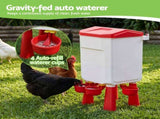 Giantz 8kg Chicken Feeder and 7L Waterer Set Large Capacity Poultry Drinker Kit FIK-FEEDER-PL-7L-RD