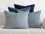 4 Pack Corduroy Pillow Covers Striped Decorative Cushion Cases for Sofa Living Room Fall Decor Grey V1237-ZY-924-205