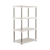 4-Tier Plastic Storage Shelf Unit White Connectable Pantry Shelves 31.4" H x 16.5" W x 8.6" D V1366-AZ2-W-12833