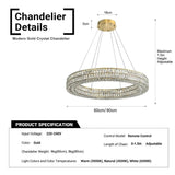 BAMDECOR C3332/1 Round Luxury Crystal Chandelier Modern LED Crystal Chandelier LED Ring Pendant V255-BAM-C3332/1-60