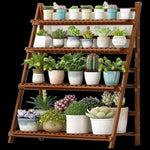 Plant Stand Outdoor Indoor Garden Wood Bamboo Shelf Folding 100CM Length V63-837771