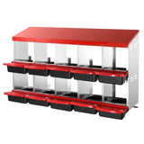 VEVOR 10-Compartment Chicken Nest Box Mental Box with Inclined Nesting Boxes V952-JSCDX3045INCT4Y3WV0