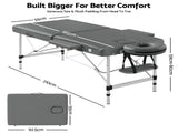 Zenses Massage Table 55cm Portable 2 Fold Aluminium Beauty Bed Grey MT-ALUM-2FOLD-GR-55